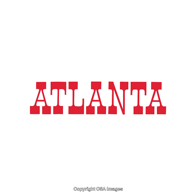Bold Red Atlanta Text Against White Background in Clean Typeface