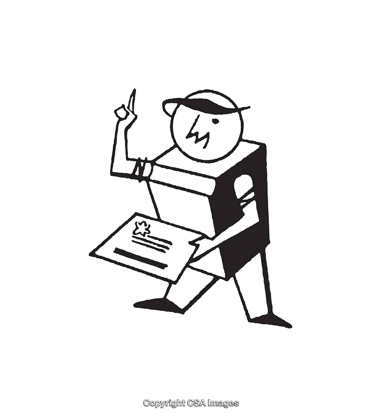 Playful Black and White Line Art of a Creative Cartoon Character