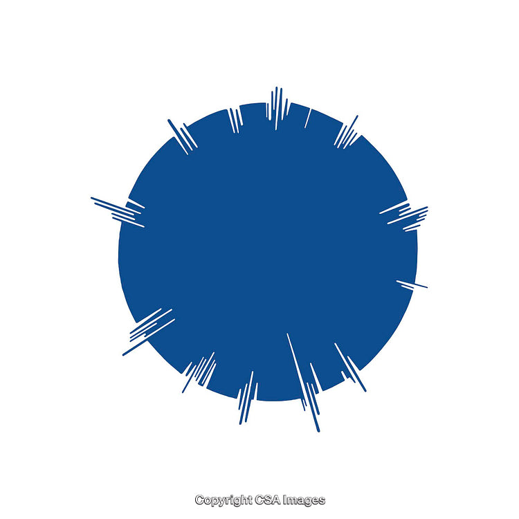 Circular Blue Abstract Shape With Radial Elements on White Background