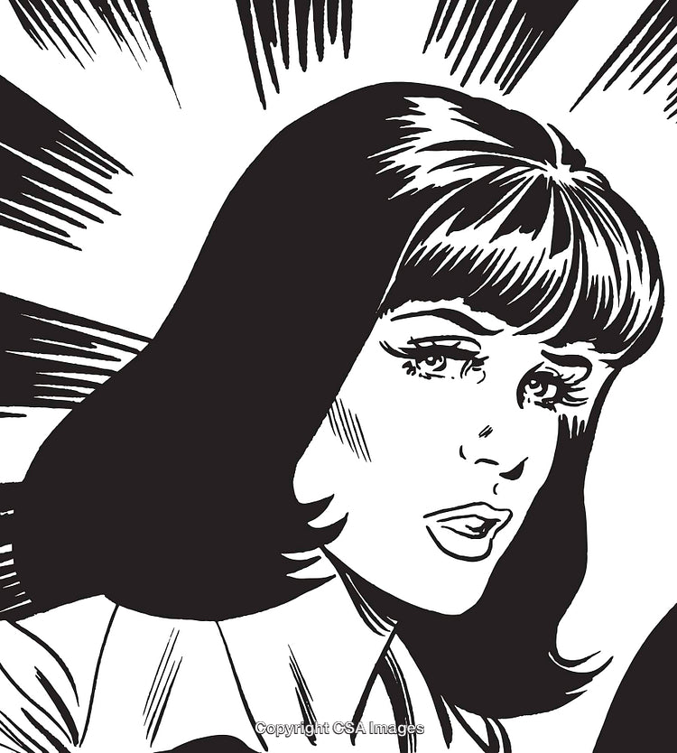 Retro Comic Book Style Illustration of a Woman with Dramatic Expression