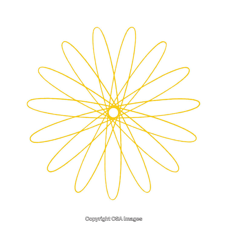 Yellow Mandala-Like Geometric Artwork on a White Background