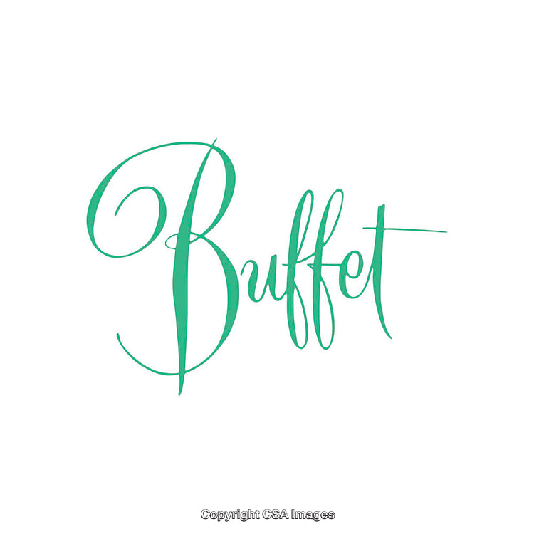 Elegant Handwritten Calligraphy Displaying the Word Buffet in Green Script