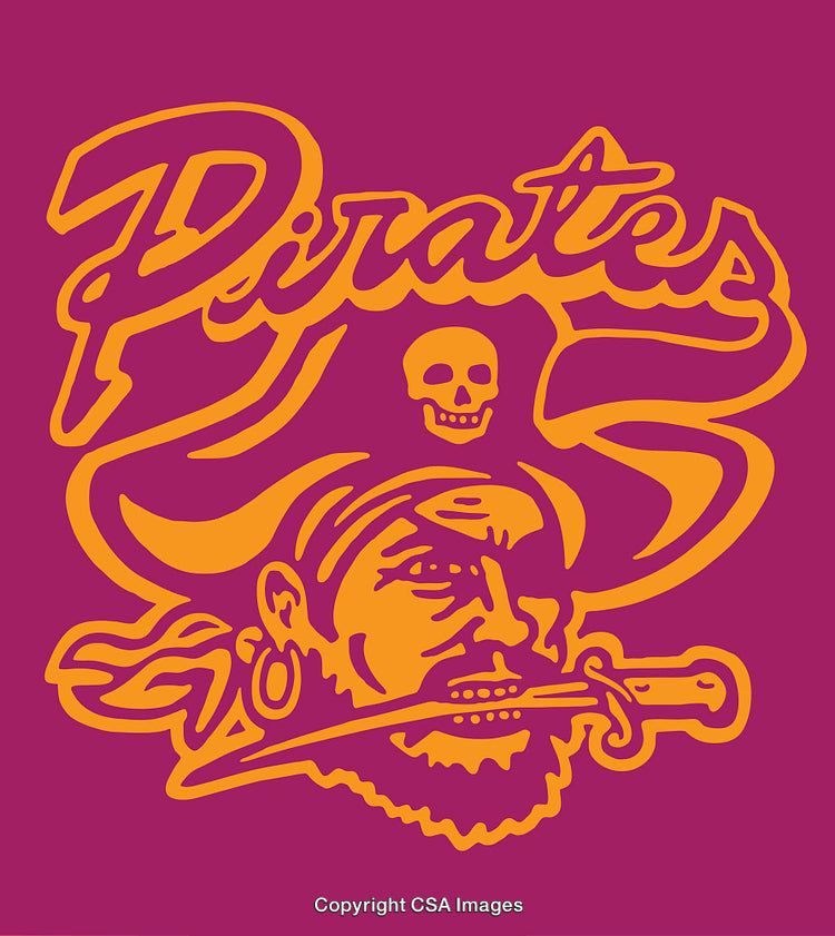 Vintage Pirate-Inspired Line Art Illustration with a Bold Display Style