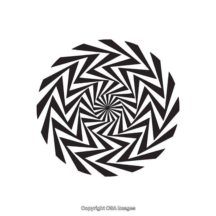 Black and White Spiral with Zigzag Patterns in a Circular Shape
