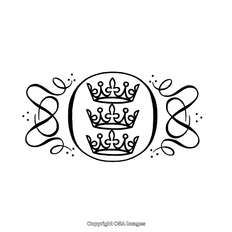 Elegant Black And White Border Featuring Triple Crown Design