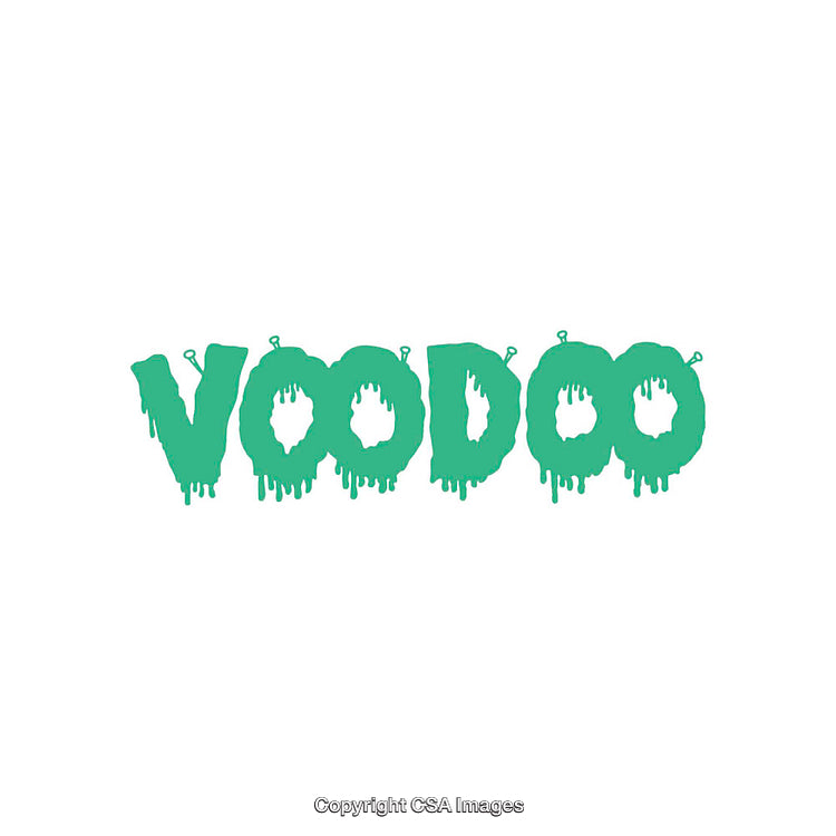 Vibrant Green Dripping Voodoo Text with Artistic Design Elements
