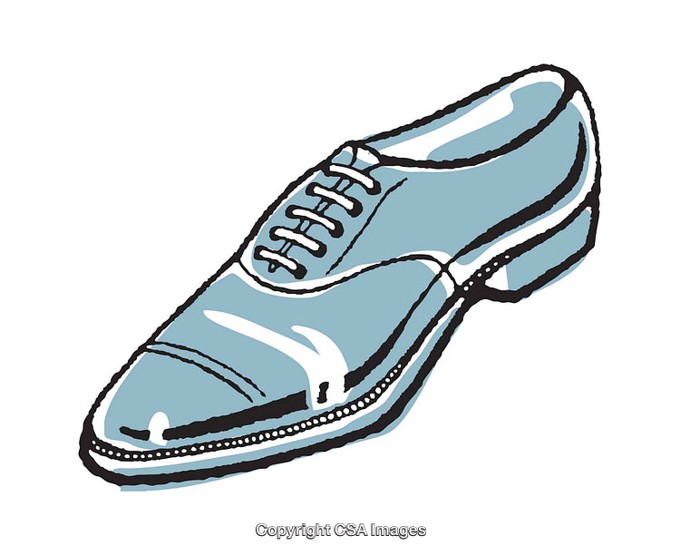 Stylized Illustration of a Single Leather Shoe in Blue Color