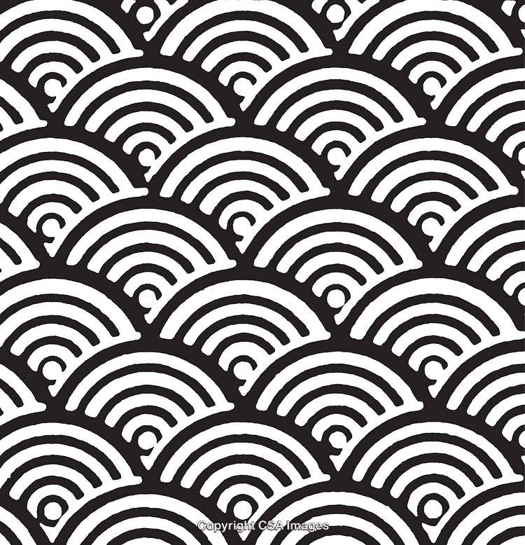 Geometric Black and White Pattern With Semi-Circles and Lines