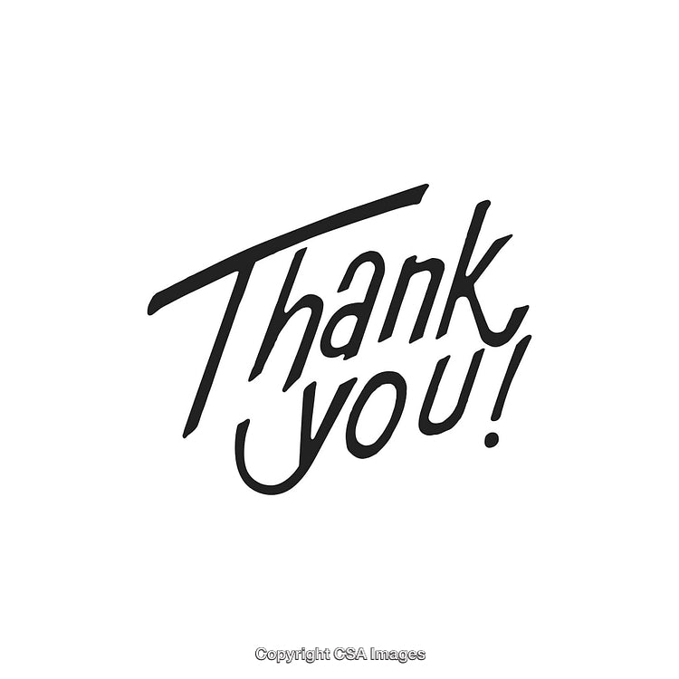 Handwritten Thank You Design with Decorative Typography on White Background