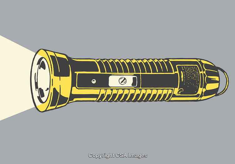 Illustration of a Flashlight in Colorful Line Art Design