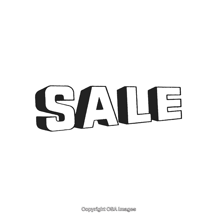 Bold Black and White Sale Text Illustration on White Background