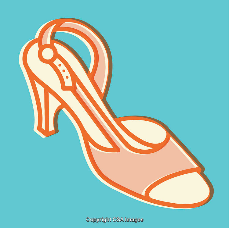 Stylish High-Heeled Shoe Line Art Illustration on Solid Background