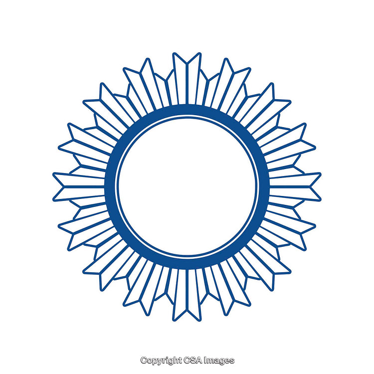 Geometric Circular Emblem With Sharp Rays and Blank Center Design