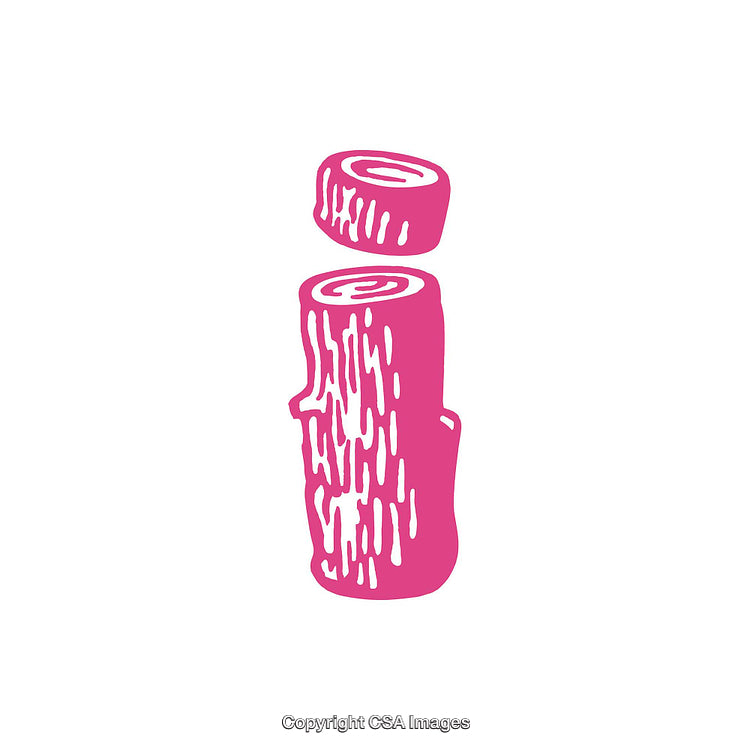 Pink Letter 'I' Illustrated Using Log and Woodcut Style