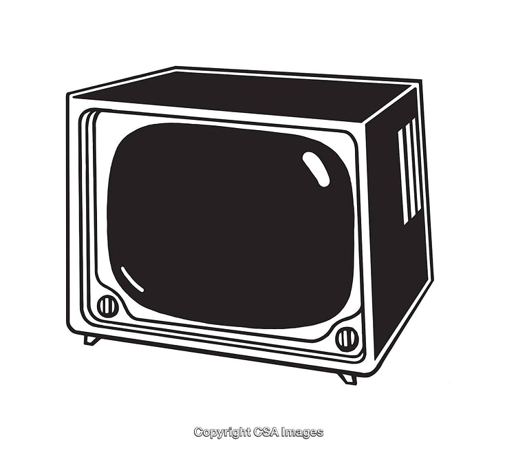 Vintage Television Line Art Illustration in Black and White