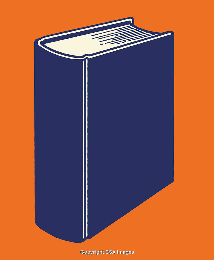 Minimalist Illustration of a Hardcover Book on an Orange Background
