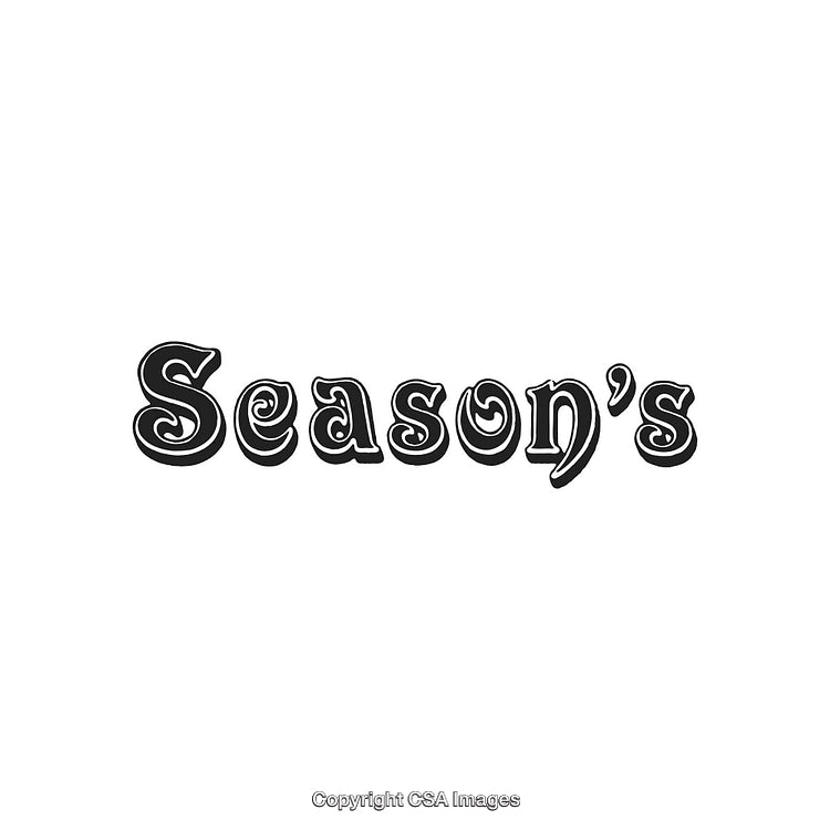Season’s Greeting Text in Artistic Calligraphy on White Background