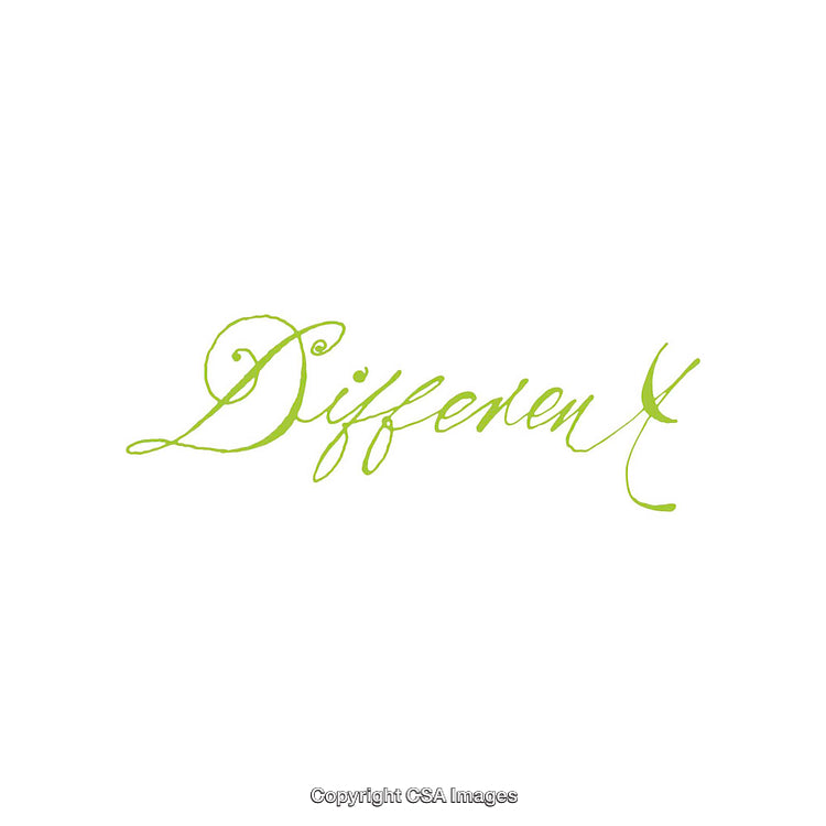 Stylized Handwritten Green 'Different' On White Background for Modern Designs
