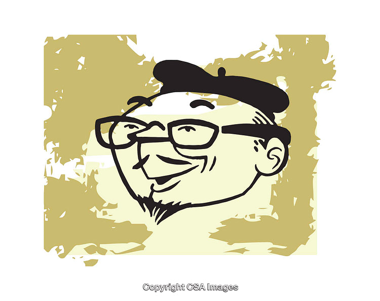 Illustration of a Smiling Man in Glasses with a Beret