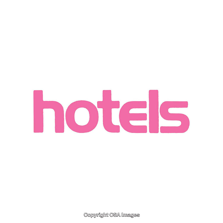 Bold Pink Text Logo Design Featuring the Word 'Hotels'