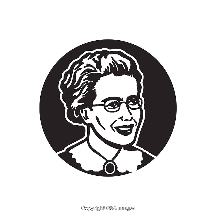 Black and White Line Art Portrait Drawing with Circular Background