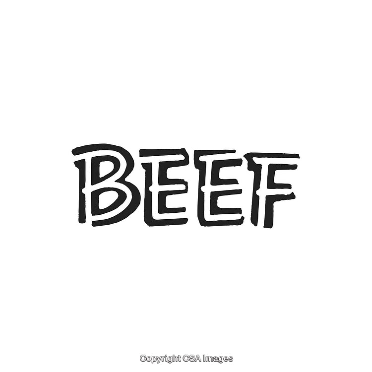 Hand-Drawn Bold Beef Typography on a Simplistic White Background