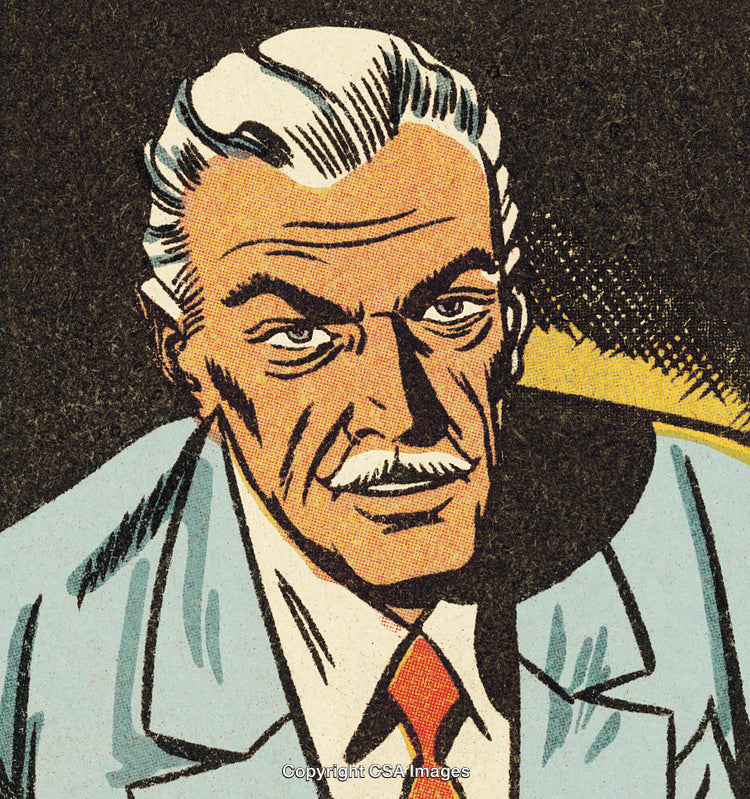 Retro Styled Portrait of a Man With Gray Hair and Suit