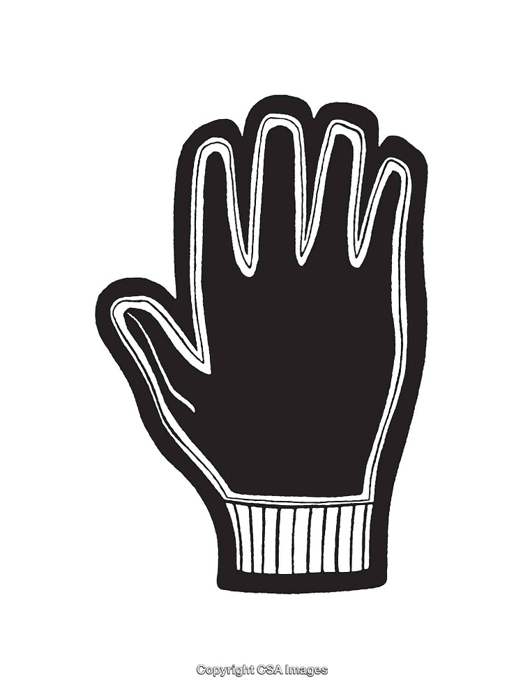Black And White Illustration of a Simplified Glove Design