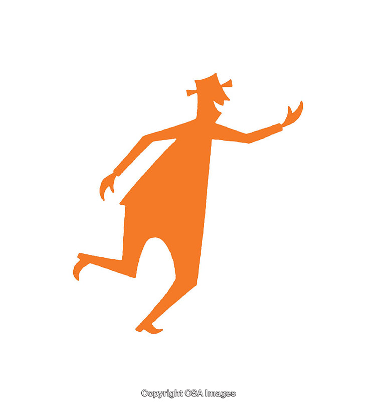 Abstract Orange Human Silhouette Icon Depicting Person in Action