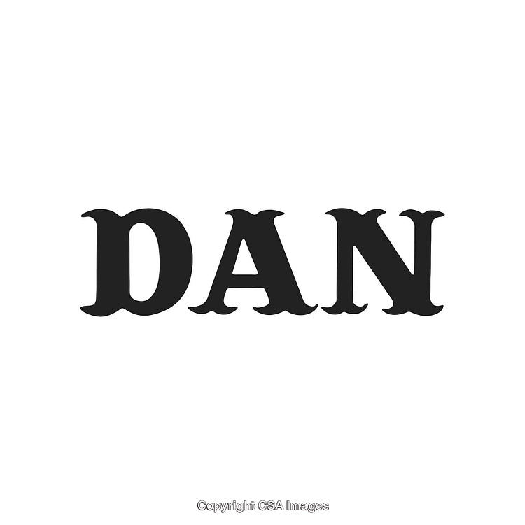 Bold Display of the Word 'Dan' in Artistic Black Font