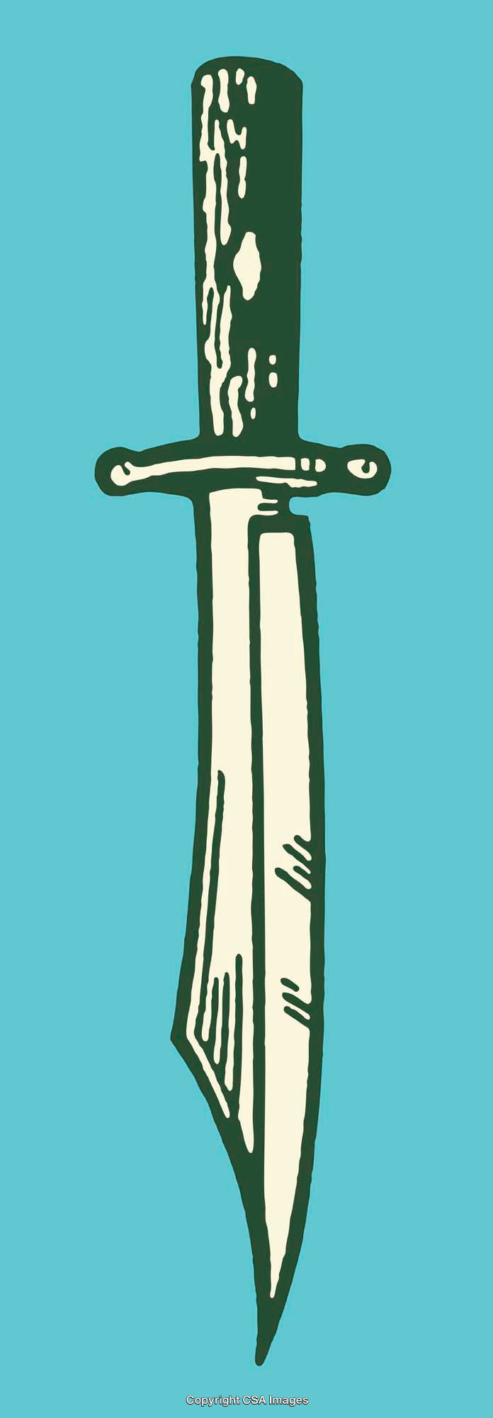 Vintage Knife Illustration on Simple Blue Background
