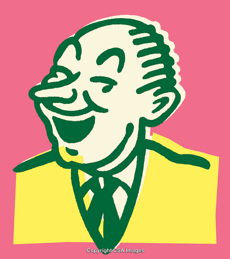 Colorful Vintage Illustration of a Cheerful Man in Profile View