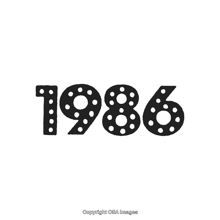Bold 1986 Typographic Design with Dotted Pattern in Black and White
