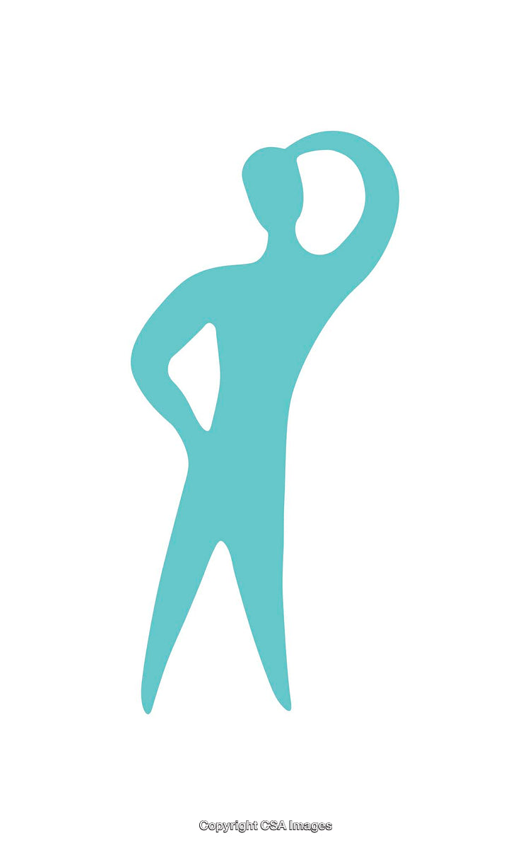 Stylized Blue Silhouette Icon Depicting a Thinking Pose