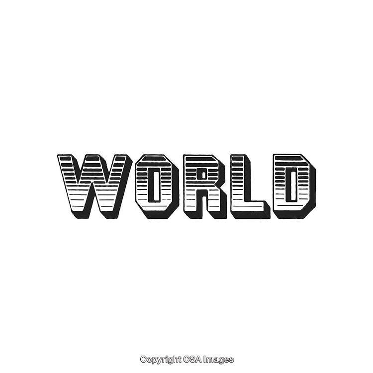 Retro Typography of the Word 'World' With Linear Strip Design Accents