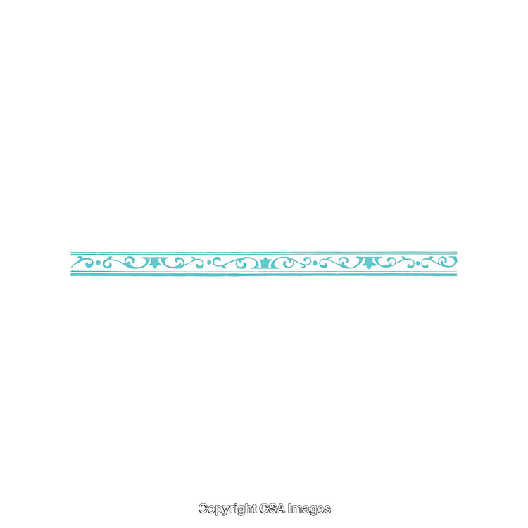 Delicate Turquoise Decorative Border with Elegant Swirl Pattern on White Background