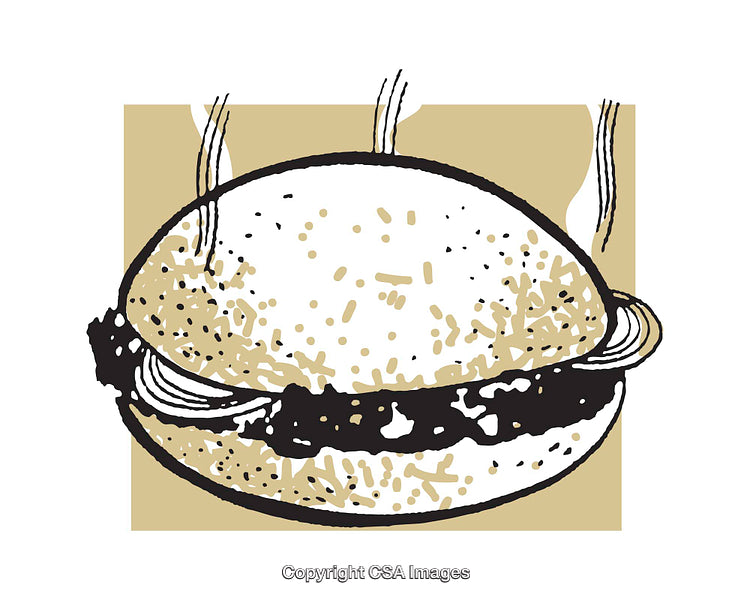 Simplistic Illustration of a Tasty Burger with Steam Effects