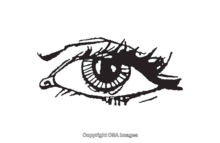 Detailed Black and White Line Art Illustration of a Human Eye