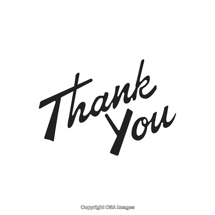 Stylized Thank You Text in Black on a White Background