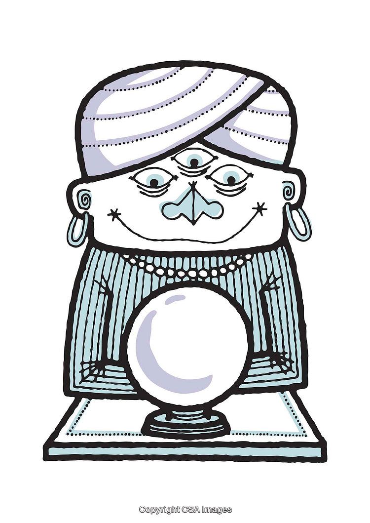 Whimsical Illustration of Mystic Fortune Teller with Crystal Ball