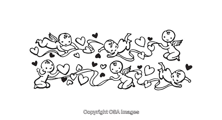 Adorable Black And White Line Art Illustrations of Cherubic Angels