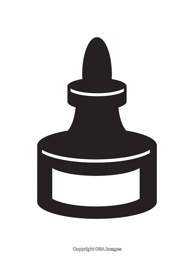 Black And White Icon Representing An Ink Bottle For Stationery Purposes