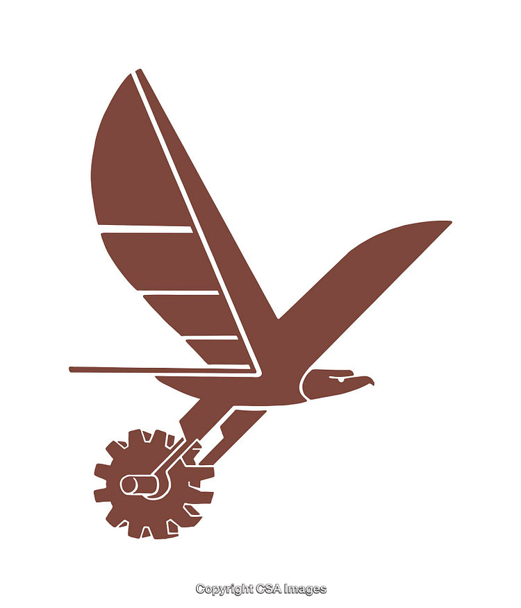 Modern Brown Geometric Bird With Gearing Elements Illustration