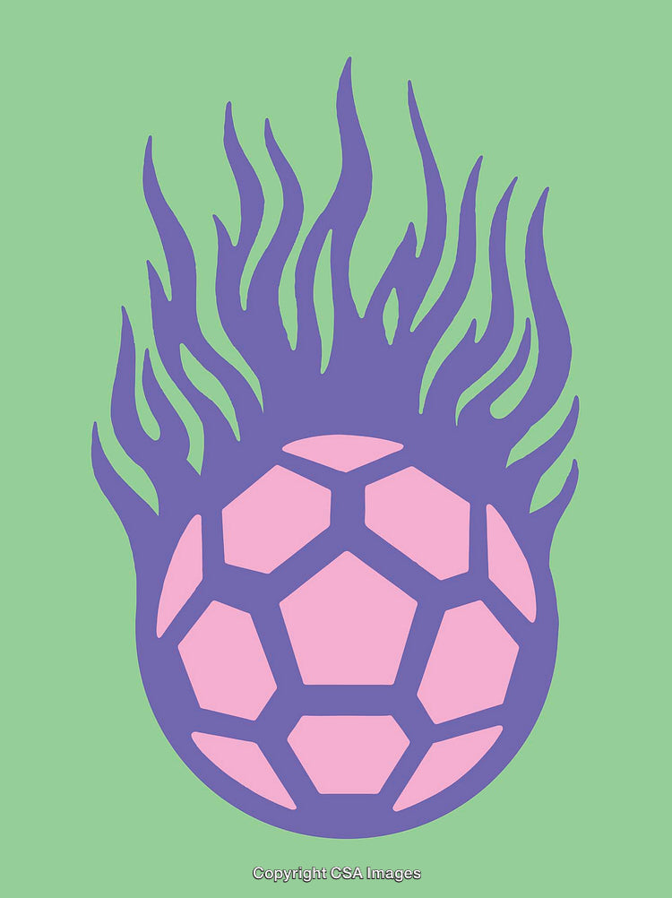 Abstract Flaming Soccer Ball in Pastel Purple and Pink Illustration