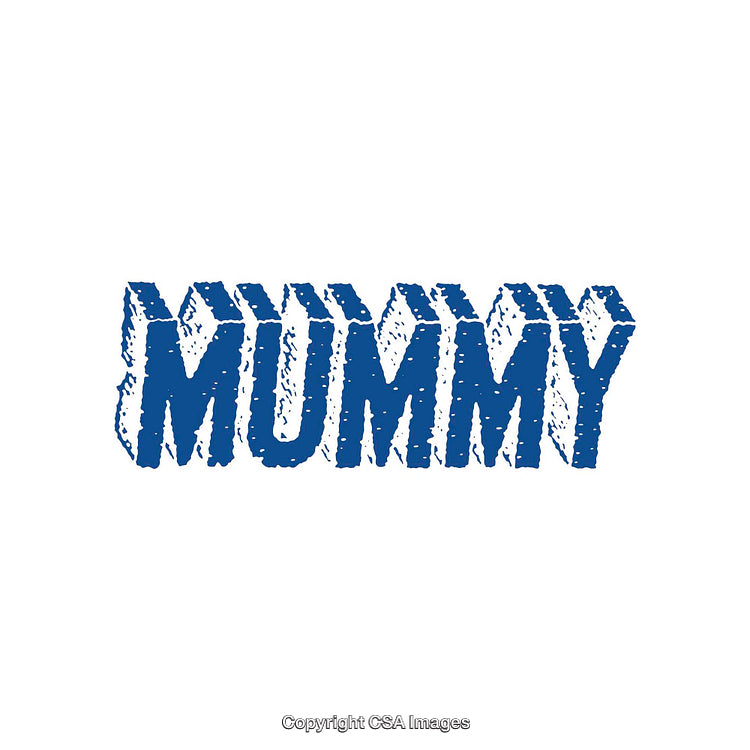 Stylized Blue Text Artwork with the Word 'Mummy' in Bold Lettering