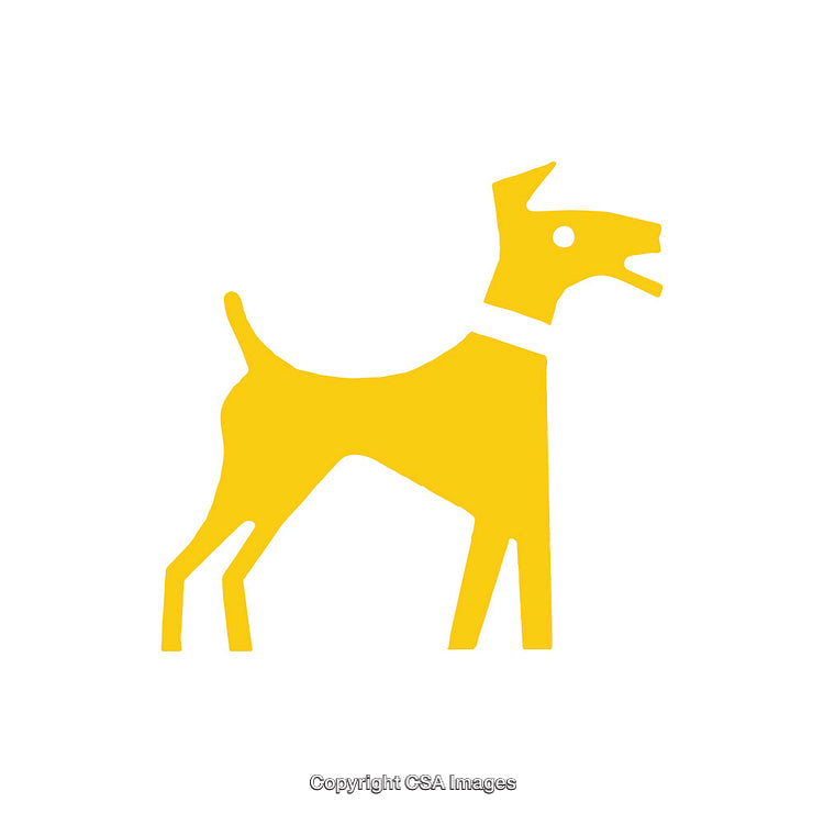 Yellow Silhouette of Dog Icon with Minimalist Artistic Design