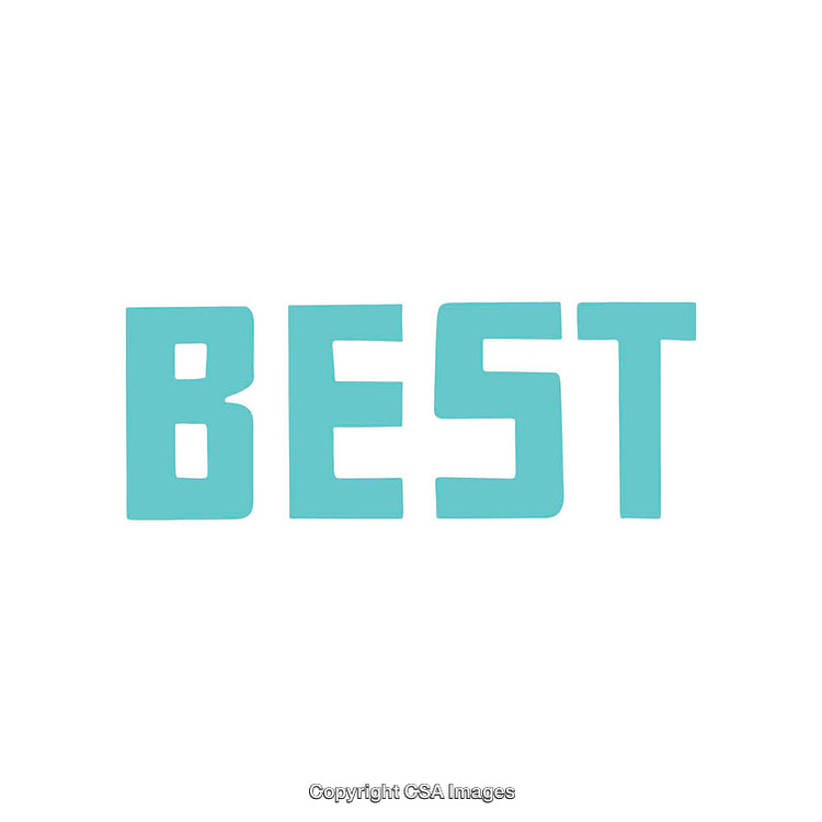 Minimalistic Word Art With "Best" in Turquoise on White Background