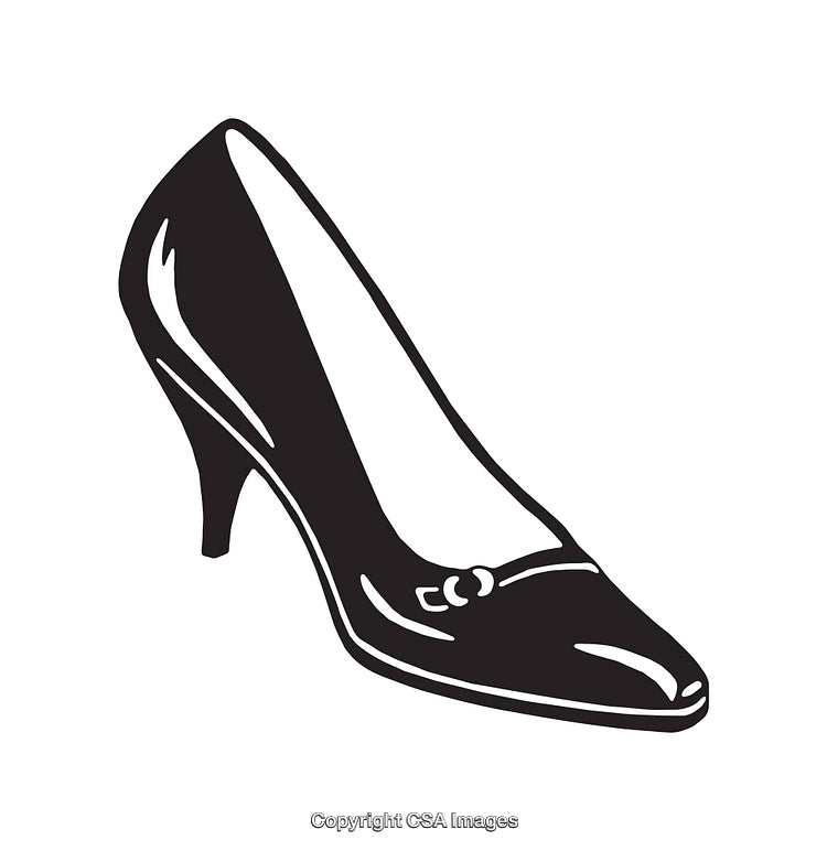 Stylish High Heel Shoe Illustration in Black and White Line Art