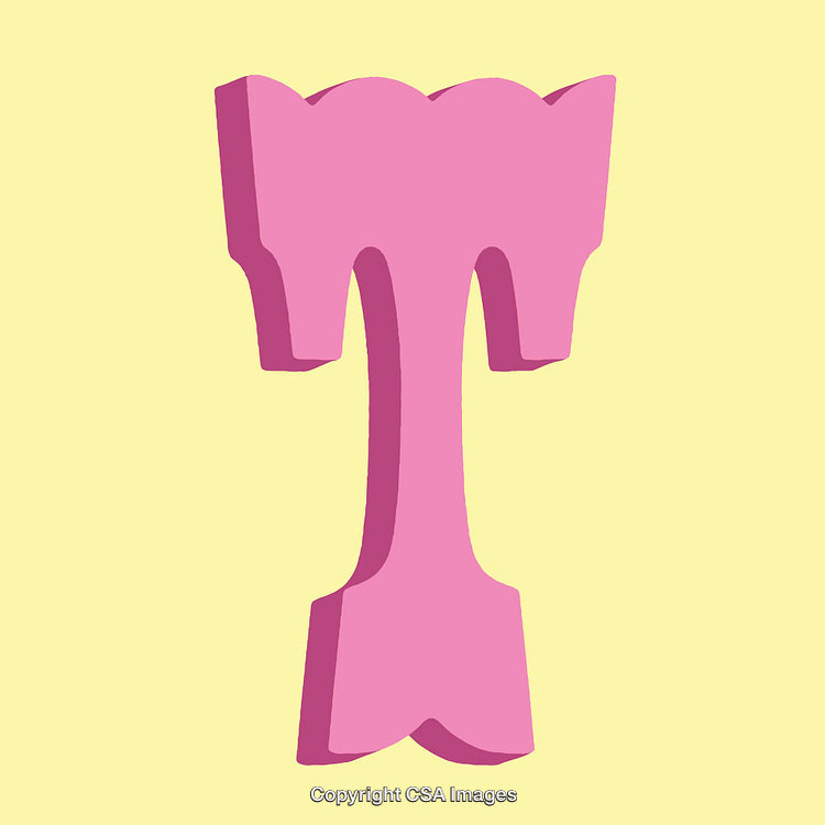 Pink Stylized Letter T on a Light Yellow Background