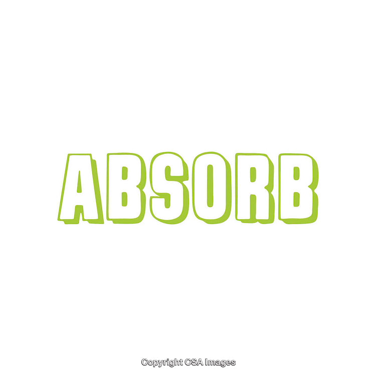 Green Text Reading ABSORB on a White Background in Bold Letters